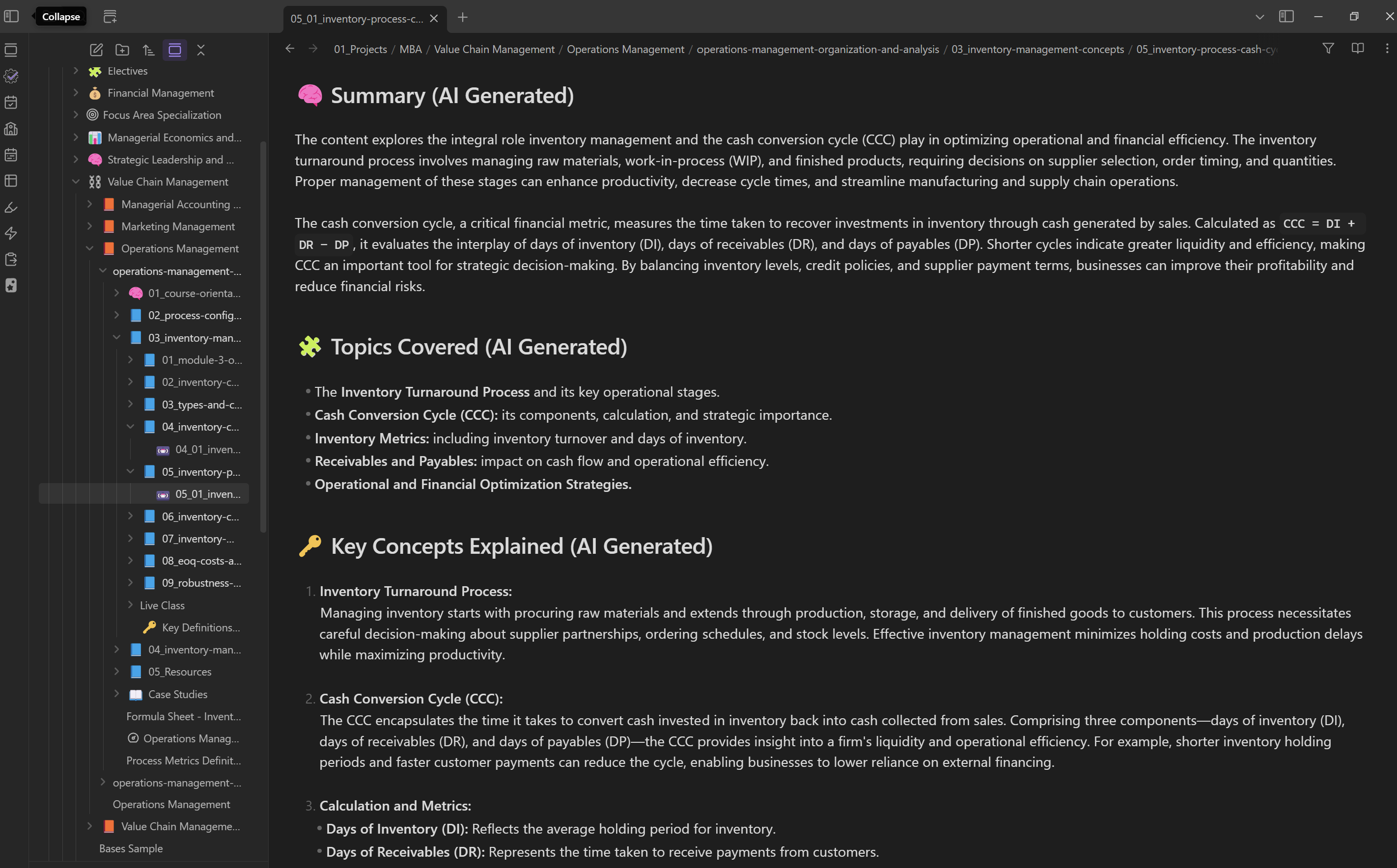 Obsidian Page Summary View